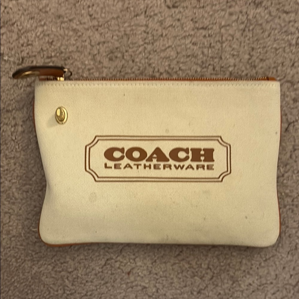 Coach Cream Leatherware Pouch with Gold Accent